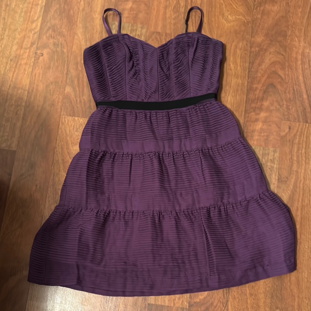 Purple Striped Sleeveless Dress